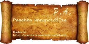 Paschka Annunciáta névjegykártya